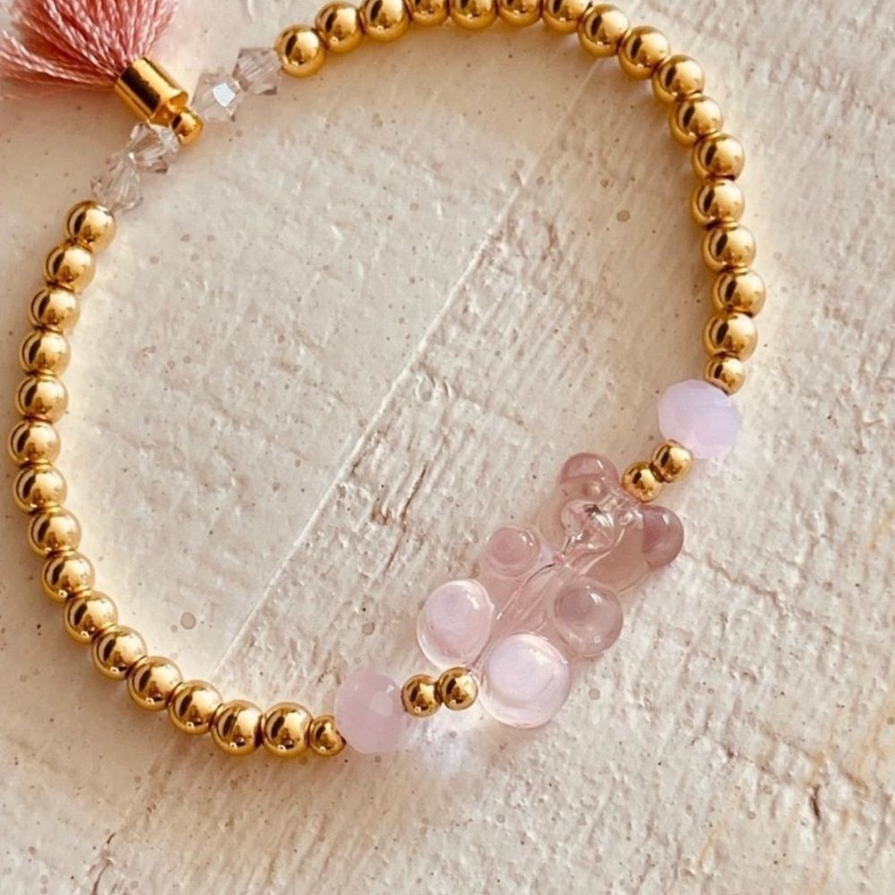 14k Gold Swarovski Crystal Gummy Bear Bracelet